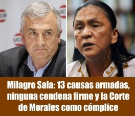 Milagro Sala: 13 causas armadas, ninguna condena firme y la Corte de Morales como cómplice Milagro Sala: 13 causas armadas, ninguna condena firme y la Corte de Morales como cómplice
