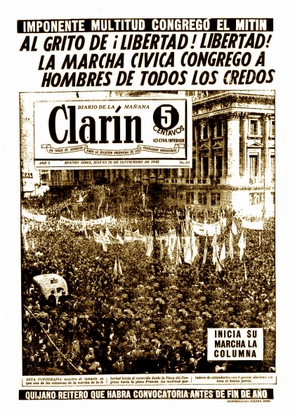 Marcha de la Unin Democrtica detrs del Embajador Yanqui y en contra de Pern