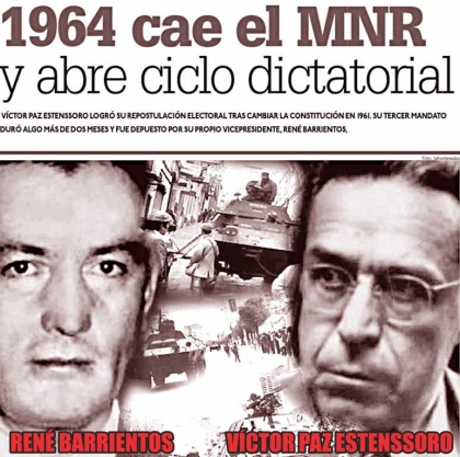 Ren Barrientos traiciona a Vctor Paz Estenssoro y usurpa el poder en Bolivia