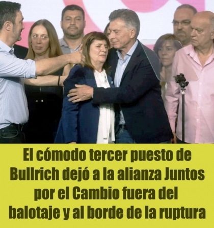 El cmodo tercer puesto de Bullrich dej a la alianza Juntos por el Cambio fuera del balotaje y al borde de la ruptura