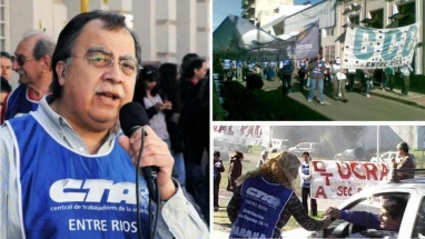 Entidades gremiales de la CTA Paraná reclamaron con una marcha y acto frente a Casa de Gobierno Entidades gremiales de la CTA Paraná reclamaron con una marcha y acto frente a Casa de Gobierno
