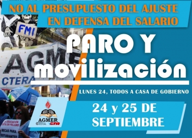 El 24 y 25 de septiembre: paro y movilización para frenar el ajuste