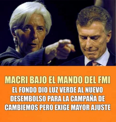 El FMI es el financista de la campaña electoral de Cambiemos El FMI es el financista de la campaña electoral de Cambiemos