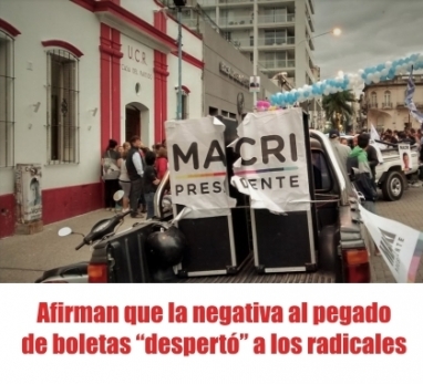 Afirman que la negativa al pegado de boletas “despertó” a los radicales Afirman que la negativa al pegado de boletas “despertó” a los radicales