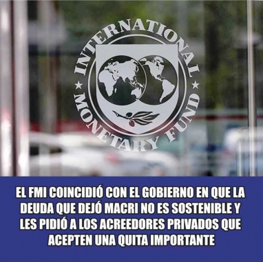 Espaldarazo del FMI a Alberto: dijo que la deuda que dejó Macri es insostenible y pidió una quita apreciable a los acreedores privados Espaldarazo del FMI a Alberto: dijo que la deuda que dejó Macri es insostenible y pidió una quita apreciable a los acreedores privados