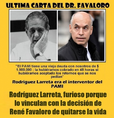 Rodríguez Larreta, furioso porque lo vinculan con la decisión de René Favaloro de quitarse la vida