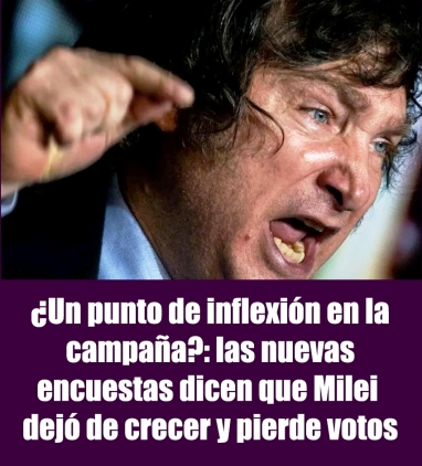 ¿Un punto de inflexión en la campaña?: las nuevas encuestas dicen que Milei dejó de crecer y pierde votos ¿Un punto de inflexión en la campaña?: las nuevas encuestas dicen que Milei dejó de crecer y pierde votos