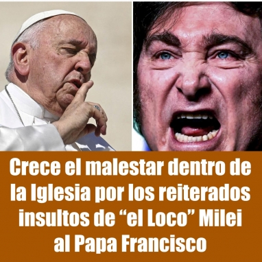 Crece el malestar dentro de la Iglesia por los reiterados insultos de Milei al Papa Francisco
