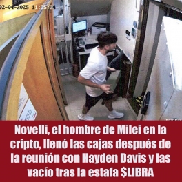 Las imágenes de Novelli, el hombre de Milei en temas cripto, cuando dio de alta varias cajas de seguridad y las llenó con los valores que traían en bolsos y mochilas con su madre y hermana, fueron tomadas cuatro días después de la reunión que tuvo con Milei y Hayden Davis en la Rosada, donde se ultimaron los detalles del lanzamiento. Esas mismas cajas fueron vaciadas el primer día hábil tras la estafa $LIBRA.