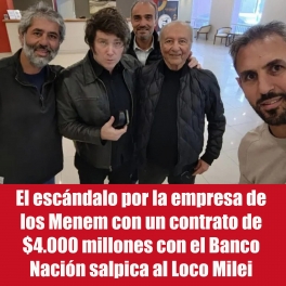 Tech Security, la firma fundada por el presidente de la Cámara de Diputados, Martin Menem, fue beneficiada con una licitación pública para la seguridad de distintas sedes de la banca estatal. Facturará más de tres millones de dólares. El negociado se suma a los que venía acumulando una sociedad vinculada al clan a través de otro empresario, que ya acumula varios contratos. La casta al palo.