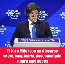 Realidad paralela del Loco Milei: la actividad económica volvió a caer en noviembre y confirma el enfriamiento, un mes después de la victoria electoral. El desplome lo evitaron las actividades vinculadas a la timba financiera y los sectores extractivistas de la minería y el agro que crecieron. La industria por su parte cayó un 8,2%. Mientras en Davos, Milei dice hacer grande a Argentina, la realidad es otra: la precarización crece y ya se destruyeron 222.000 puestos de trabajo formales desde su asunción. Sin pena ni gloria, recurrió al autobombo de que su gestión es maravillosa con cifras infladas y logros dibujados.