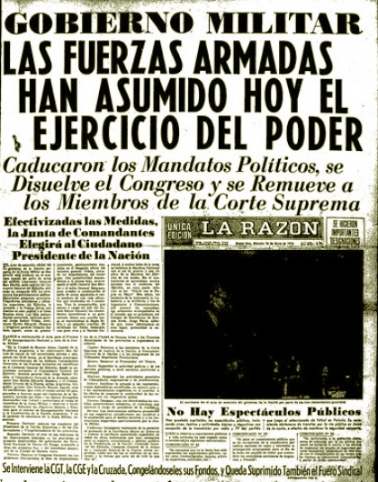 Golpe Cívico-Militar Genocida que estableció el Terrorismo de Estado
