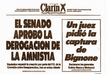 El Gobierno Democrático de Alfonsín deroga la Ley de Autoamnistía dictada por la Dictadura Militar