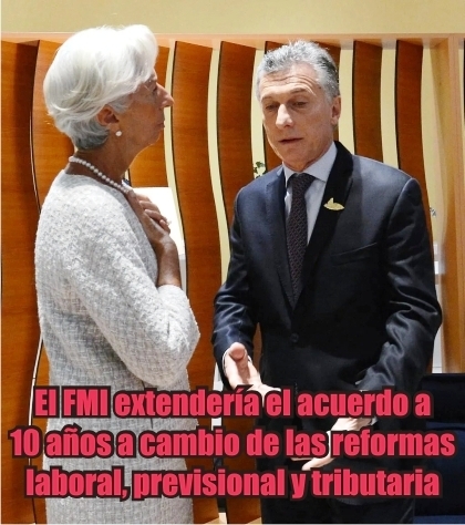 El FMI extendería el acuerdo a 10 años a cambio de las reformas laboral, previsional y tributaria