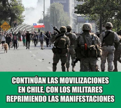 Arde Chile: el neoliberal Piñera envía tanques a reprimir las protestas y decretan toque de queda