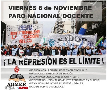 Viernes 8 de Noviembre: Paro Nacional Docente