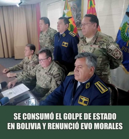 Bolivia: Golpe de Estado cívico policial, avalado por las FF. AA.