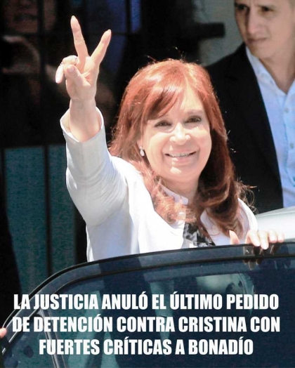 La Justicia dejó sin efecto una orden de detención contra Cristina y ya no tiene pedidos de prisión preventiva