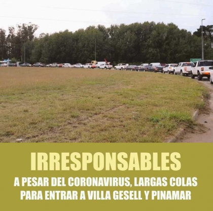 A pesar del coronavirus, miles de irresponsables hacen largas colas para entrar a Villa Gesell y Pinamar