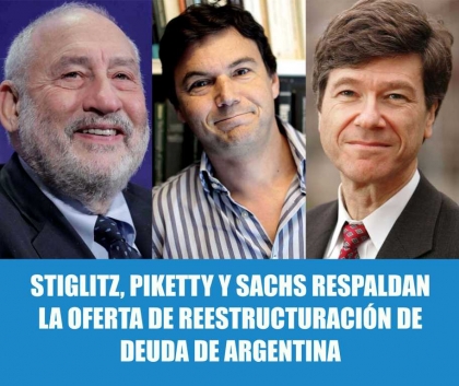 Noticia ocultada: Stiglitz, Sachs, Piketty y más de 130 economistas apoyan a la Argentina por la deuda