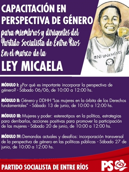 El Partido Socialista de Entre Ríos se capacita en el marco de la Ley Micaela