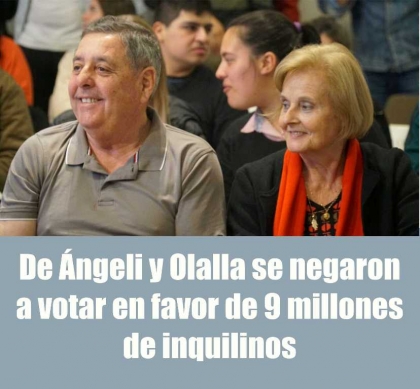 Los macristas Alfredo De Ángeli y Stela Olalla no acompañaron la ley en beneficio de los inquilinos