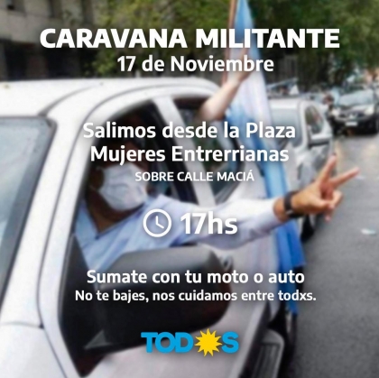 Convocan a caravana en Paraná por el Día del Militante