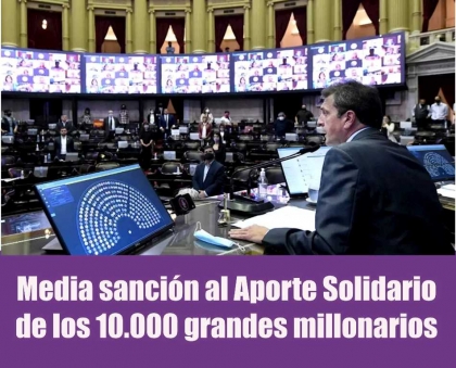 Media sanción al Aporte Solidario de los grandes millonarios