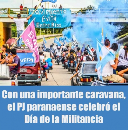 Con una importante caravana, el PJ paranaense celebró el Día de la Militancia