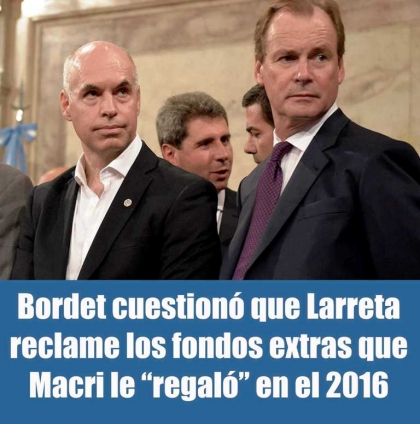 Bordet cuestionó que Rodríguez Larreta reclame los fondos extras que Macri le “regaló” en el 2016