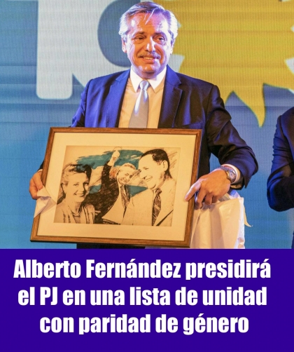 Alberto Fernández presidirá el PJ en una lista de unidad con paridad de género
