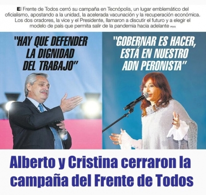 Alberto y Cristina cerraron la campaña del Frente de Todos