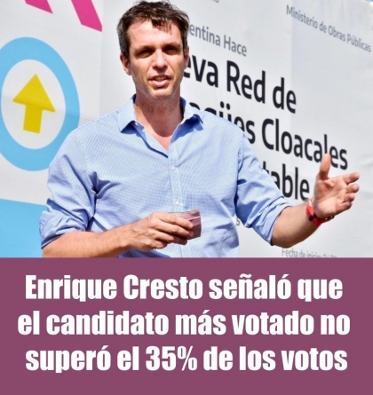 Enrique Cresto señaló que el candidato más votado no superó el 35% de los votos