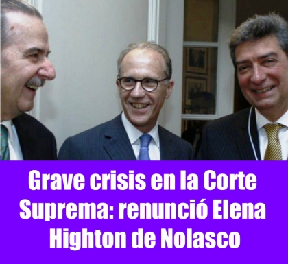 Grave crisis en la Corte Suprema: renunció Elena Highton de Nolasco