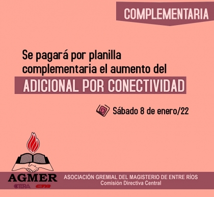 Se pagará por complementaria el aumento del adicional por conectividad para los docentes