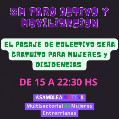 8 de marzo: convocan a concentrar este miércoles desde las 18 en Plaza de Mayo de Paraná