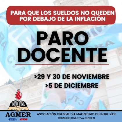 AGMER convoca a la huelga para que los sueldos no queden por debajo de la inflación