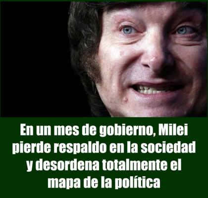 En un mes de gobierno, Milei pierde respaldo en la sociedad y desordena totalmente el mapa de la política
