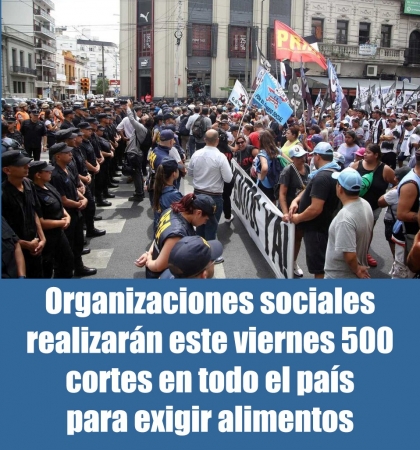 Organizaciones sociales realizarán este viernes 500 cortes en todo el país para exigir alimentos