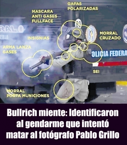 Bullrich miente: Identificaron al gendarme que intentó matar al fotógrafo Pablo Grillo