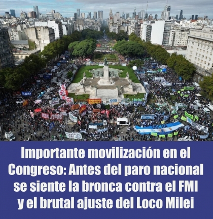 Importante movilización en el Congreso: Antes del paro nacional se siente la bronca contra el FMI y el brutal ajuste del Loco Milei