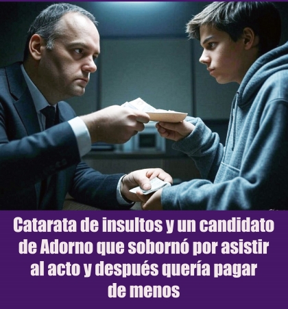 Catarata de insultos y un candidato de Adorno que sobornó por asistir al acto y después quería pagar de menos