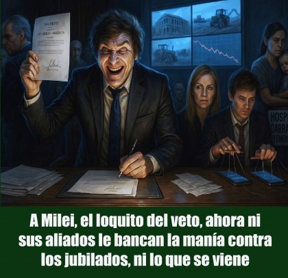 A Milei, el loquito del veto, ahora ni sus aliados le bancan la manía contra los jubilados, ni lo que se viene