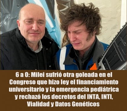 6 a 0: Milei sufrió otra goleada en el Congreso que hizo ley el financiamiento universitario y la emergencia pediátrica y rechazó los decretos del INTA, INTI, Vialidad y Datos Genéticos 