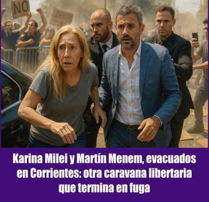 Karina Milei y Martín Menem, evacuados en Corrientes: otra caravana libertaria que termina en fuga