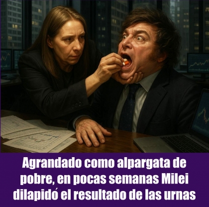Agrandado como alpargata de pobre, en pocas semanas Milei dilapidó el resultado de las urnas
