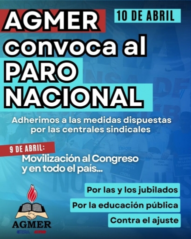Medida de fuerza: AGMER su suma al paro convocado por CTERA y habrá un día sin clases
