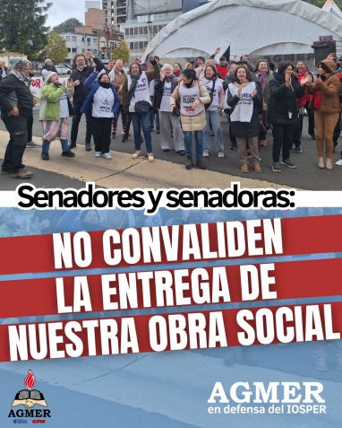 Frente a Casa de Gobierno, AGMER inició un acampe en defensa del IOSPER