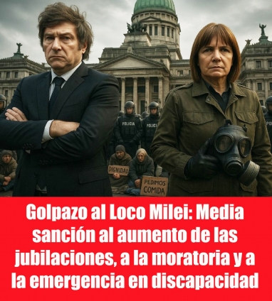 Golpazo al Loco Milei: Media sanción al aumento de las jubilaciones, a la moratoria y a la emergencia en discapacidad