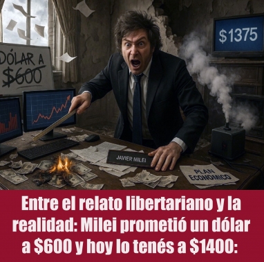 Entre el relato libertariano y la realidad: Milei prometió un dólar a $600 y hoy lo tenés a $1400: 